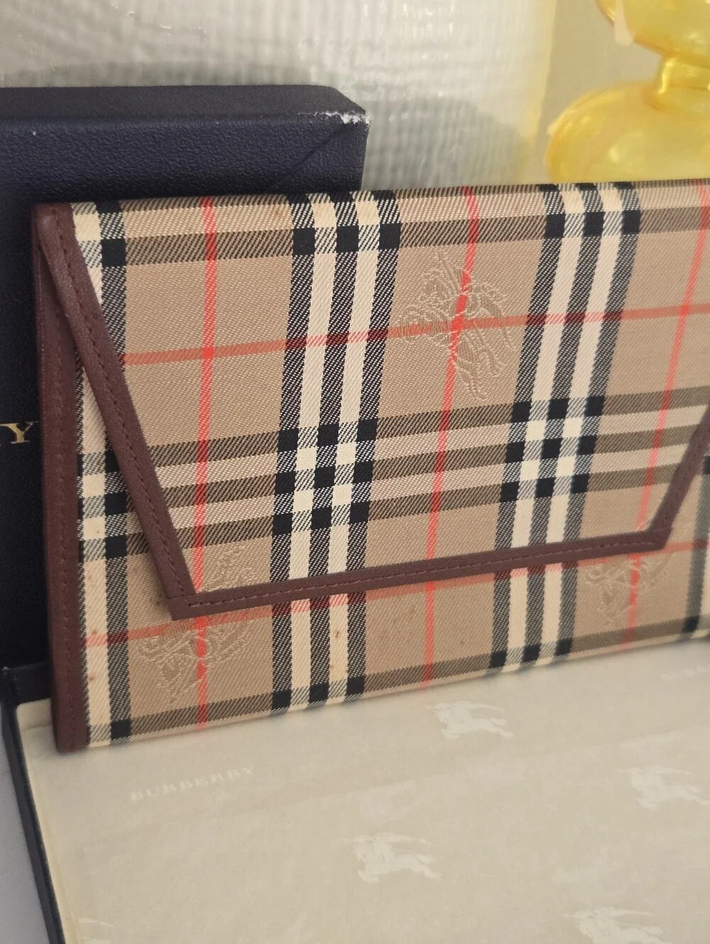 Vintage Burberry Haymarket Check Agenda Or Passport Holder With Box